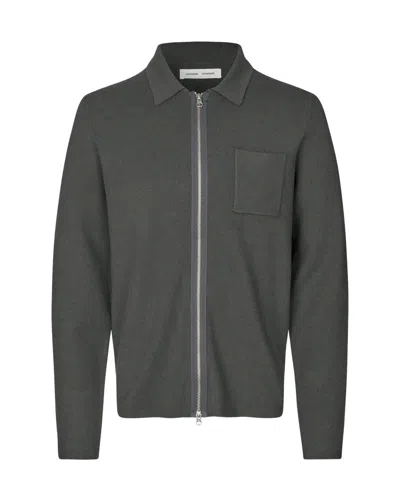SAMSOE & SAMSOE BLACK OYSTER GUNA X ZIP CARDIGAN