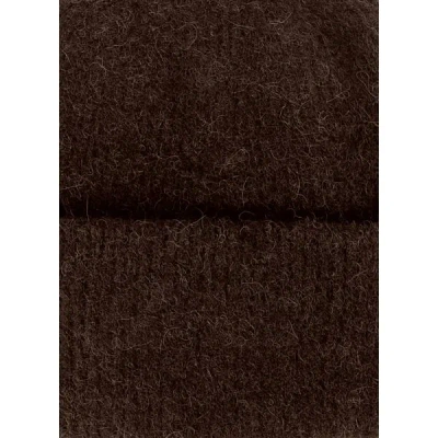 Samsoe & Samsoe Bonnet Côtelé En Laine Et Alpaga Mélangés In Brown