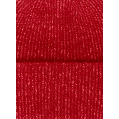 Samsoe & Samsoe Bonnet Côtelé En Laine Et Alpaga Mélangés In Red