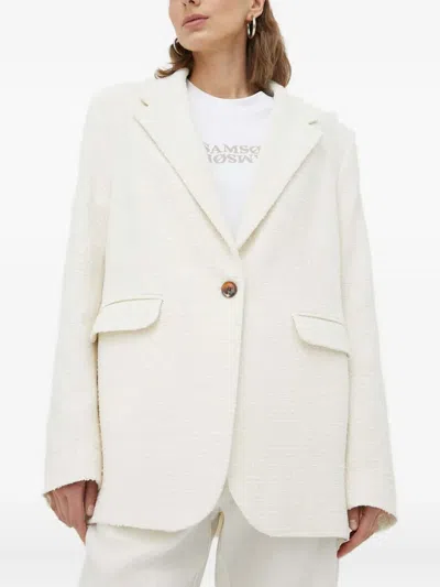 Samsoe & Samsoe Bouclé Side-pockets Blazer In Neutral