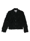 Samsoe & Samsoe Brushed-effect Fringed Jacket In Black