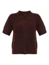 Samsoe & Samsoe Button-fastening Short-sleeved Cardigan In Brown