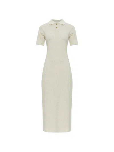 Samsoe & Samsoe Button Ribbed Dress In Neutral