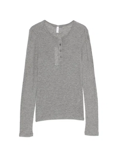 Samsoe & Samsoe Buttoned Long-sleeve Top In Gray