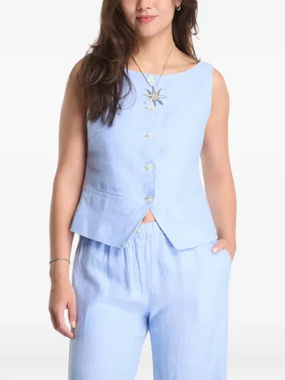 Samsoe & Samsoe Button-up Sleeveless Jacket In Blue
