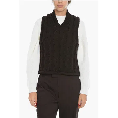 Samsoe & Samsoe Cable Knit Women's Huske V-neck Sweater Women's Sleeveless