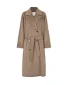 Samsoe & Samsoe Lead Gray Sahannen Melange Double-breasted Coat In Brown