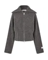 Samsoe & Samsoe Samsoe Samsoe Zip-front Wool-blend Sweater Jacket In Gray