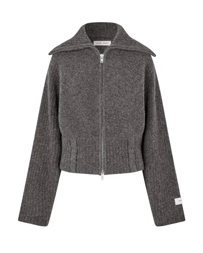 SAMSOE & SAMSOE CARDIGAN SAMIRRA ZIP DARK GREY MELANGE