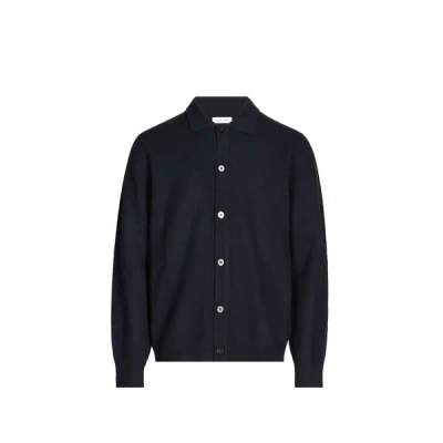 Samsoe & Samsoe Cardigan Uni En Laine In Blue