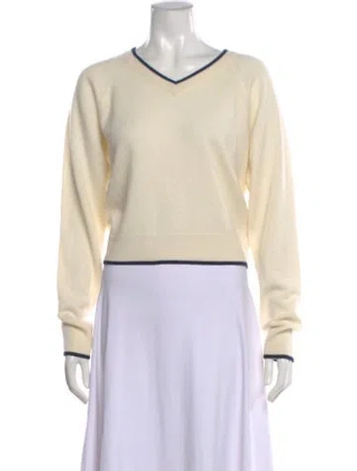 Pre-owned Samsoe & Samsoe Cashmere V-neck Sweater In Neutral