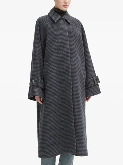 Samsoe & Samsoe Checked-pattern Coat In Blue