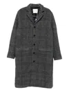 Samsoe & Samsoe Checked-pattern Single-breasted Coat In Gray