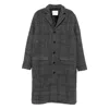 Samsoe & Samsoe Checked-pattern Single-breasted Coat In Gray
