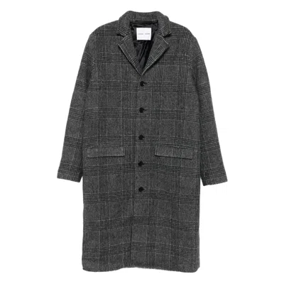 SAMSOE & SAMSOE CHECKED-PATTERN SINGLE-BREASTED COAT