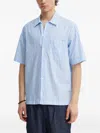 Samsoe & Samsoe Chest-pocket Striped-pattern Shirt In Blue