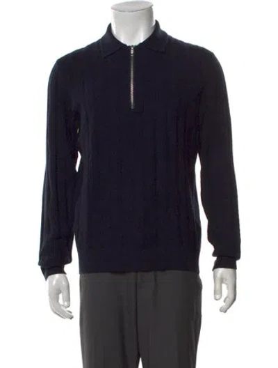 Pre-owned Samsoe & Samsoe Collar Long Sleeve Polo Sweater In Black