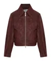 Samsoe & Samsoe Collared Long-sleeved Leather Jacket In Brown