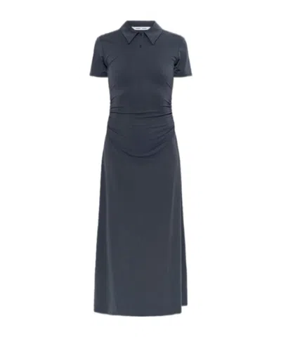 Samsoe & Samsoe Collared Short-sleeved Dress In Gray