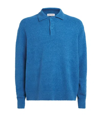 Samsoe & Samsoe Cotton-blend Polo Sweater In Blue