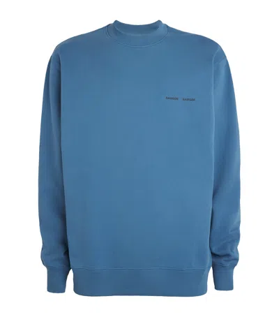 Samsoe & Samsoe Cotton Logo Sweatshirt In Blue