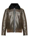 Samsoe & Samsoe Zippered Long-sleeved Leather Jacket In Black
