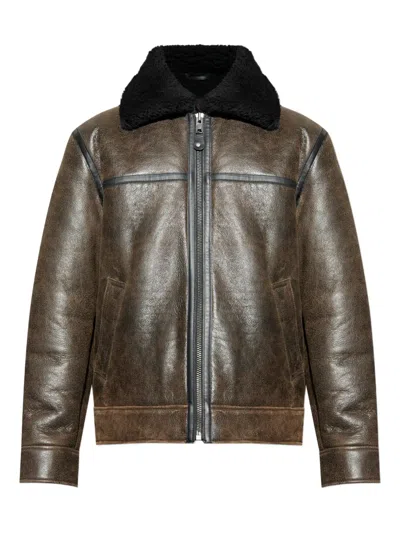 SAMSOE & SAMSOE CRACKLED SHEARLING JACKET