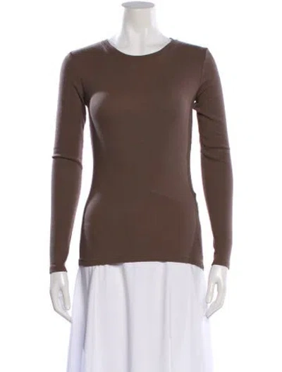 Pre-owned Samsoe & Samsoe Crew Neck Long Sleeve Top In Brown