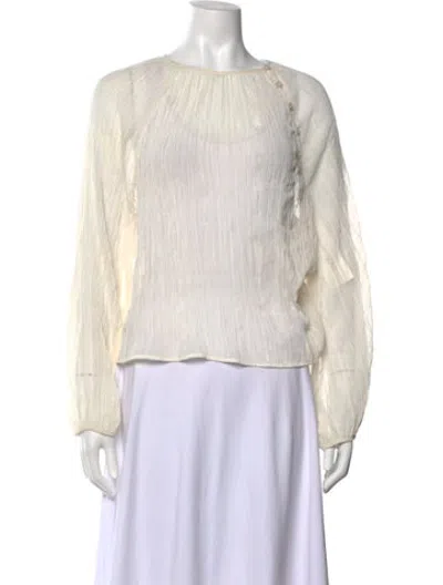 Pre-owned Samsoe & Samsoe Crew Neck Long Sleeve Top In Neutrals