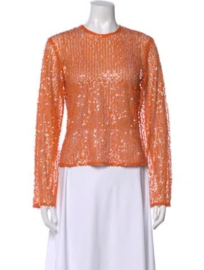 Pre-owned Samsoe & Samsoe Crew Neck Long Sleeve Top In Orange