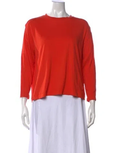 Pre-owned Samsoe & Samsoe Crew Neck Long Sleeve T-shirt In Orange