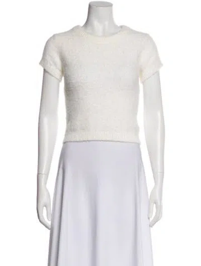 Pre-owned Samsoe & Samsoe Crew Neck Short Sleeve Top In White