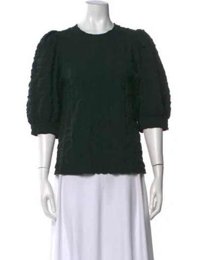 Pre-owned Samsoe & Samsoe Crew Neck Three-quarter Sleeve Top In Green
