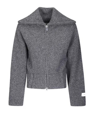 Samsoe & Samsoe Cropped Knit Jacket In Grey
