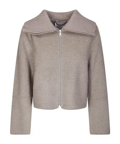 Samsoe & Samsoe Cropped Wool Jacket In Oat Ash