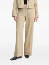 Samsoe & Samsoe Cuffed Wide-leg Trousers In Neutral