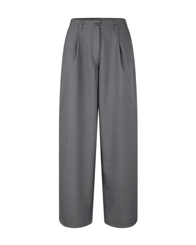 Samsoe & Samsoe Dark Grey Saharper Pleat Melange Wide-leg Pants