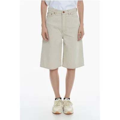 Samsoe & Samsoe Denim Rebecca Shorts With Visible Stitching In Brown