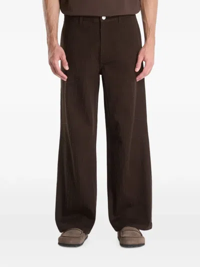 Samsoe & Samsoe Distressed Loose-fit Trousers In Brown