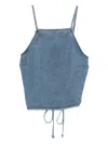 Samsoe & Samsoe Drawstring Denim Top In Blue