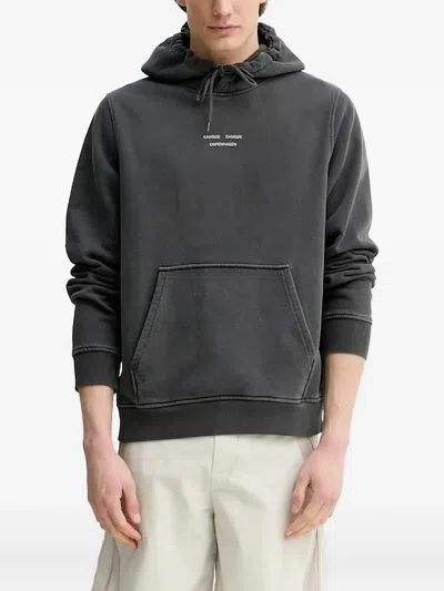 Samsoe & Samsoe Drawstring Pouch-pocket Hoodie In Gray