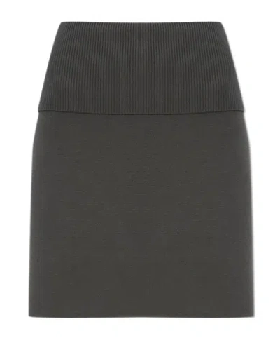 Samsoe & Samsoe Elastic Waist Midi Skirt In Gray