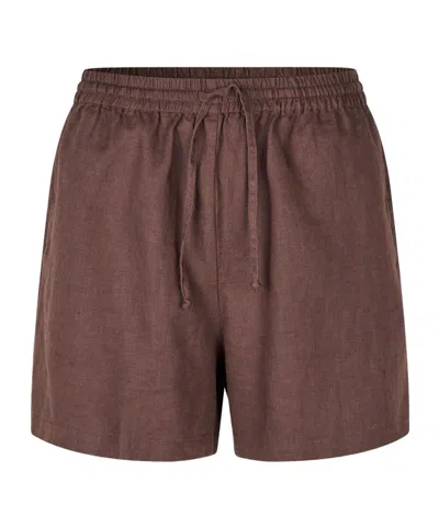 Samsoe & Samsoe Elastic Waist Shorts In Brown