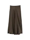 Samsoe & Samsoe Elasticated Midi Skirt In Brown
