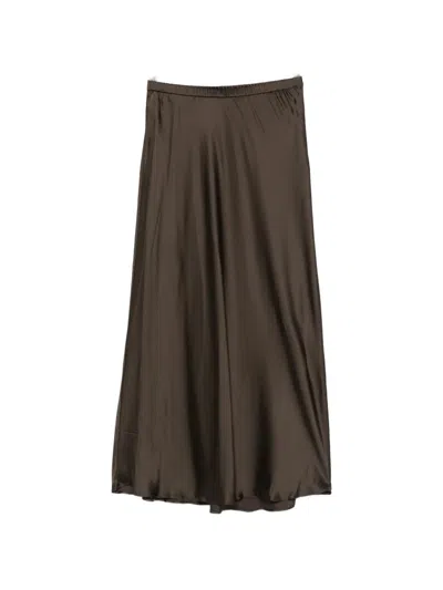 Samsoe & Samsoe Elasticated Midi Skirt In Brown
