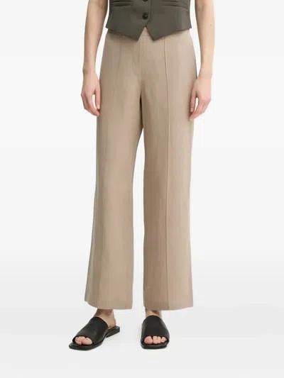 Samsoe & Samsoe Elasticated Pleated-front Trousers In Neutral