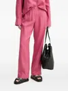 Samsoe & Samsoe Elasticated-waist Linen Trousers In Pink