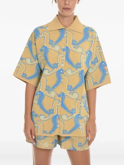Samsoe & Samsoe Embroidered Short-sleeve Shirt In Multi