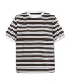 Samsoe & Samsoe Embroidered-logo Striped-pattern T-shirt In Black