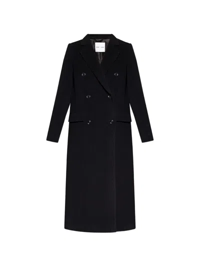 Samsoe & Samsoe Falcon Double-breasted Coat In Black